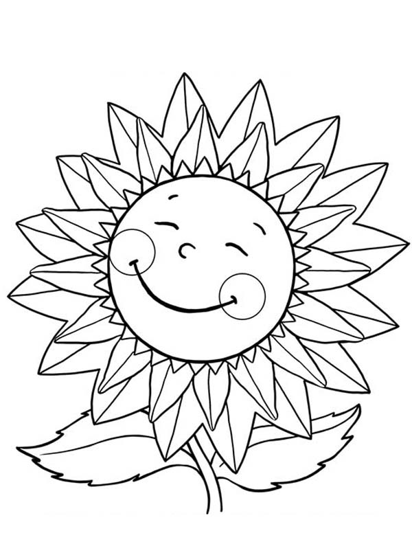 600x776 Happy Sunflower Coloring Page