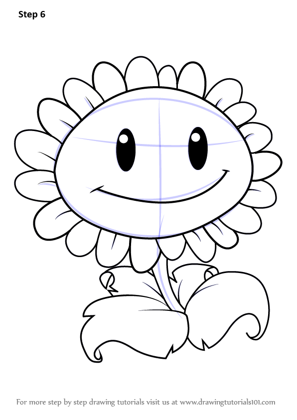 596x843 Learn How To Draw Giant Sunflower From Plants Vs. Zombies (Plants