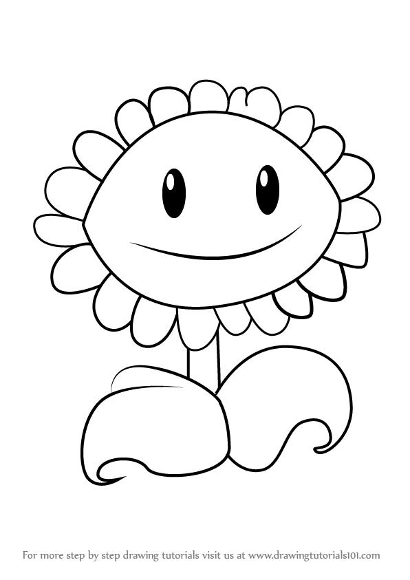 596x843 Learn How To Draw Sunflower From Plants Vs. Zombies (Plants Vs