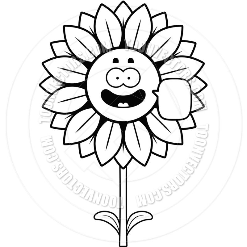 800x800 Sunflower Clipart Black And White