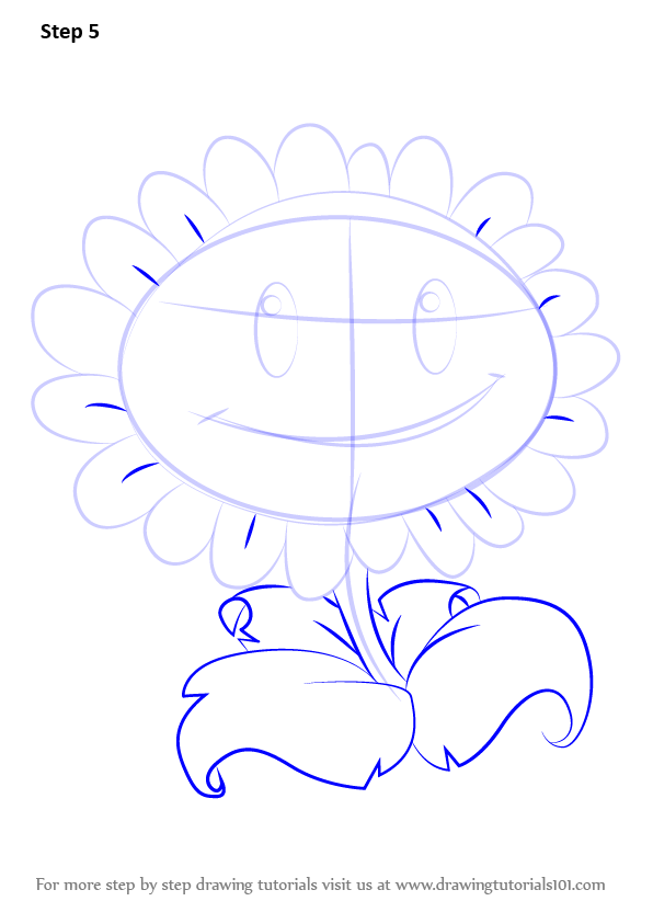 596x843 Learn How To Draw Giant Sunflower From Plants Vs. Zombies (Plants