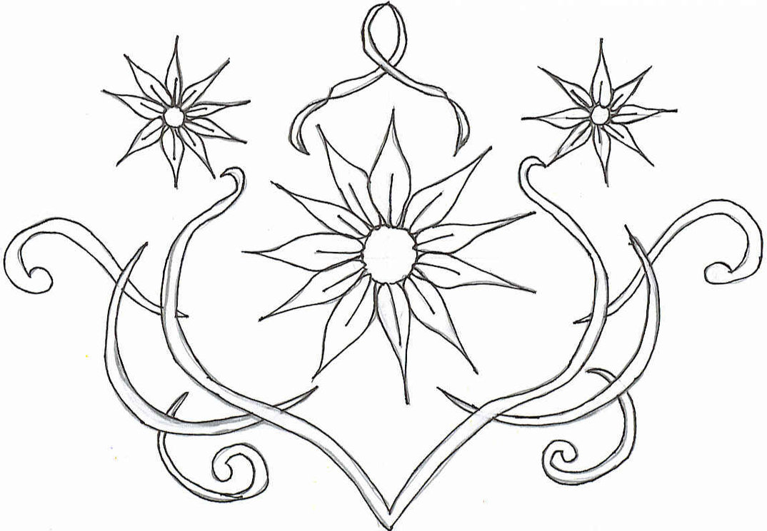 1074x744 Sunflower Outline 1 By Genn521