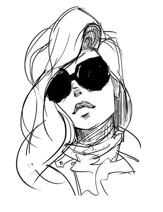 567x734 Drawing Sketch Girl Black Sunglasses Art Created By Me