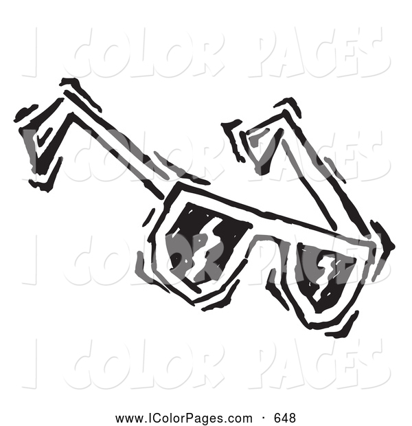 600x620 Vector Coloring Page Of A Black And White Sunglasses Sketch,