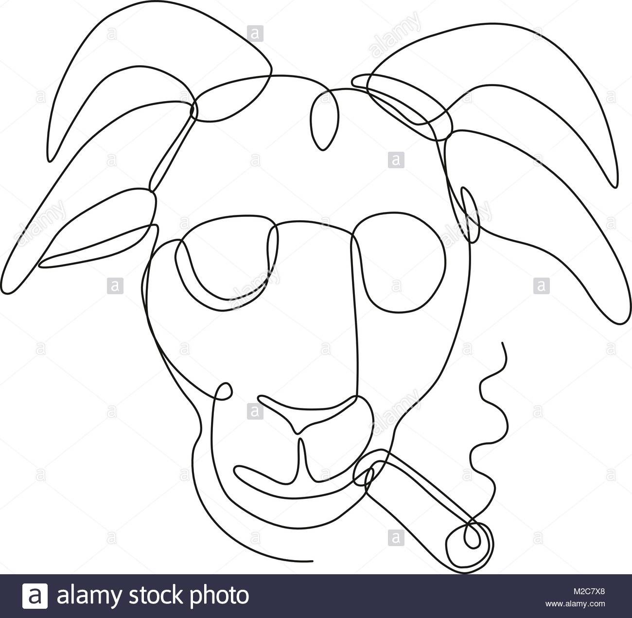 1300x1271 Continuous Line Drawing Illustration Of A Bill Goat Wearing Stock