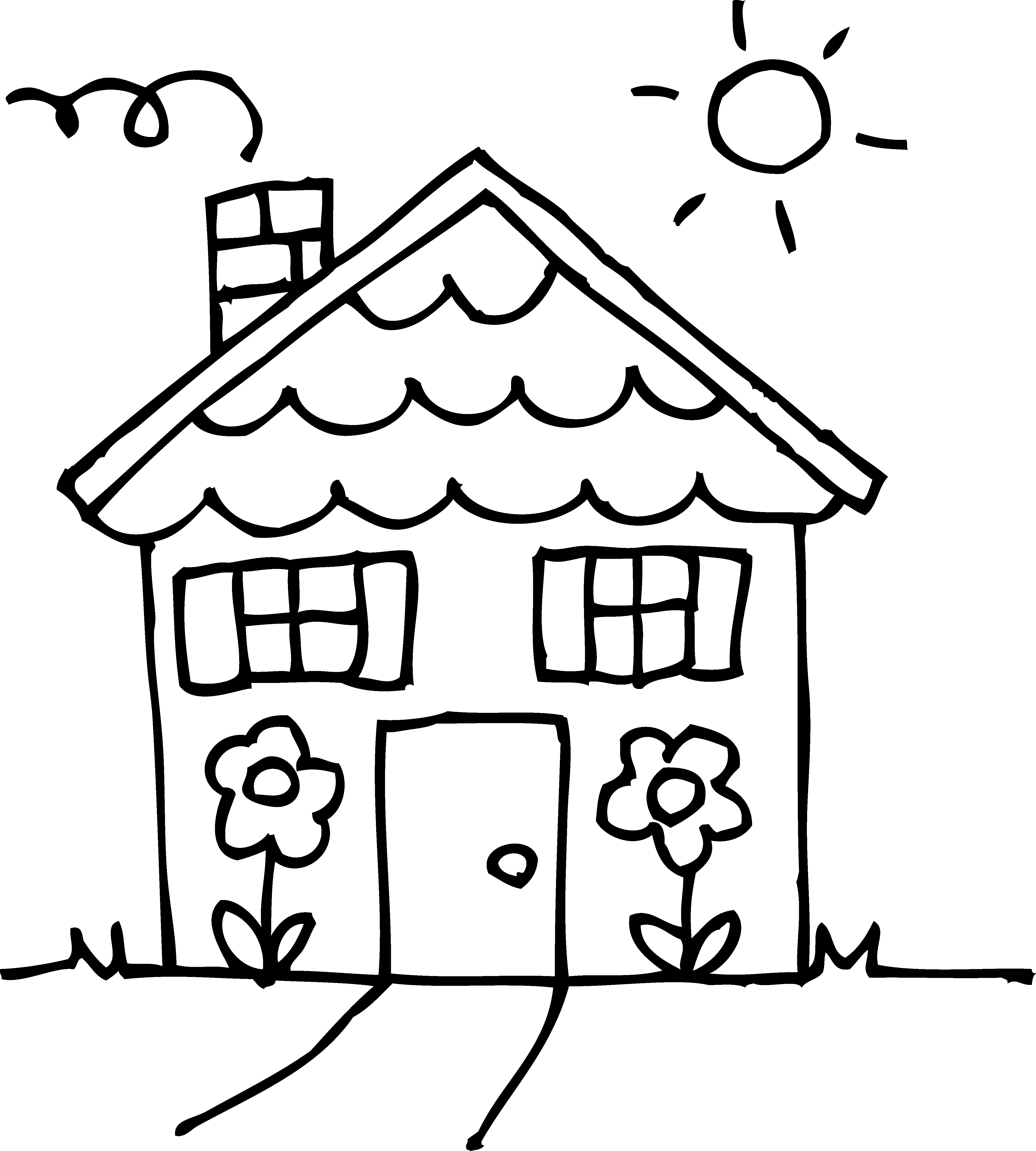 4332x4815 Sunny Day House Coloring Page
