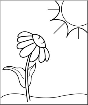 304x364 Clip Art Daisy Sunny Day (Bampw)