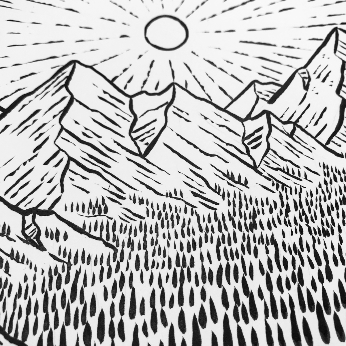 1200x1200 Mountain Sunrise Drawn To Sketching