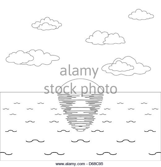 520x540 Monochrome Background Contour Sunset Beach Stock Photos
