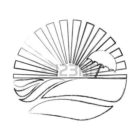 450x450 Silhouette Circular Background Sunset With Beach And Umbrella