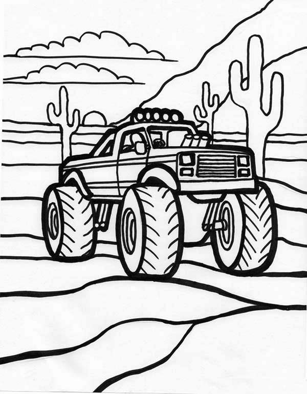 600x769 Monster Truck, Monster Truck And Sunset Coloring Page Coloring