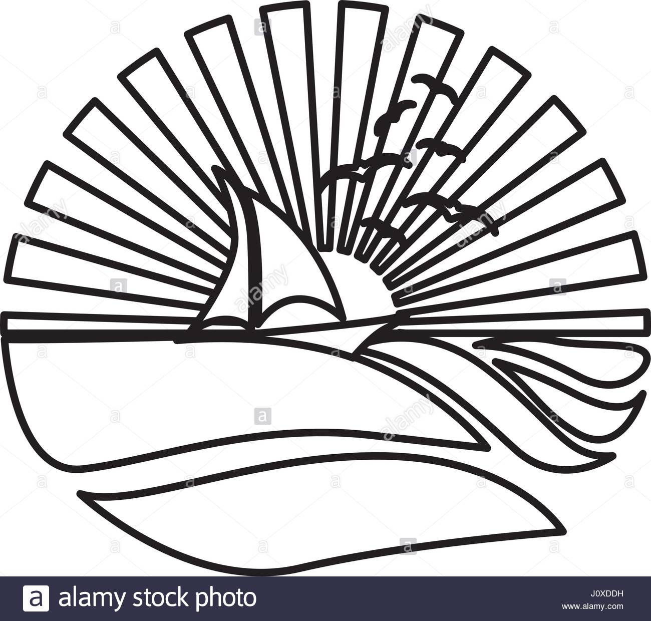 1300x1240 Silhouette Circular Background Sunset In The Ocean With Boat