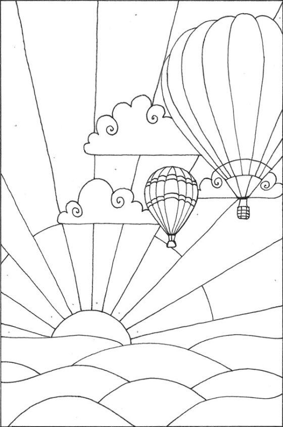 560x845 Hot Air Balloon Coloring Pages Flying