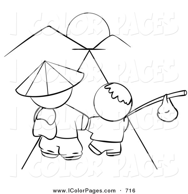 600x620 Vector Coloring Page Of A Black And White Human Factor Chinese