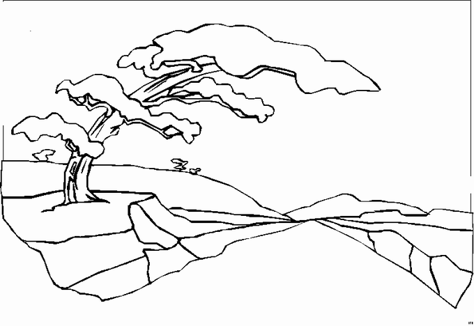 680x468 Sunset Landscapes Coloring Pages