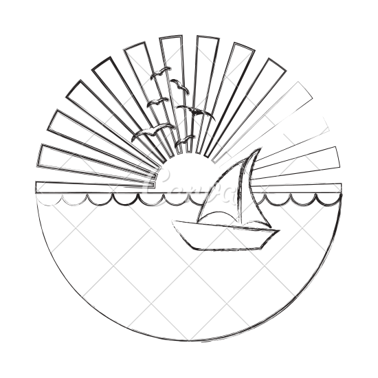 550x550 Sunset Over The Ocean Sketch