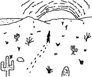 300x250 Walking Through The Desert Towards The Sunset