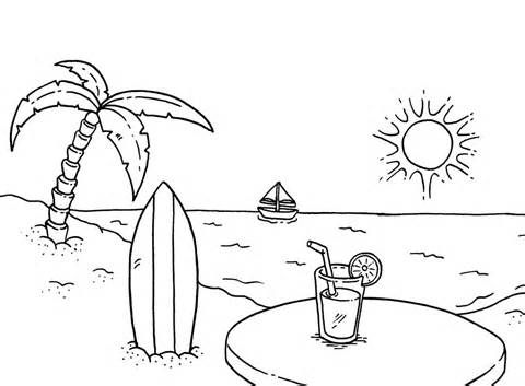 480x353 Beach Coloring Pages Beach Coloring Pages Sunset Coloringstar