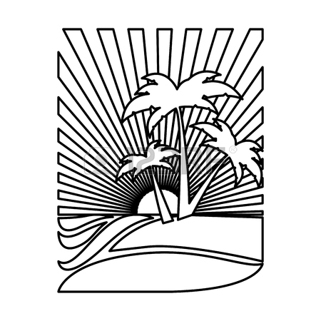 450x450 Silhouette Circular Background Sunset In The Beach With Palms