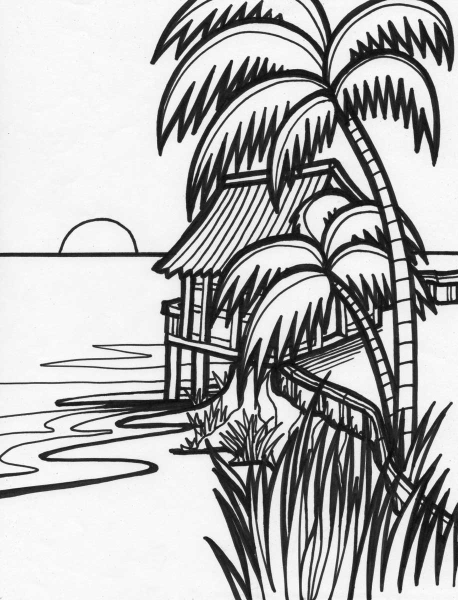 916x1200 Sunset Coloring Pages