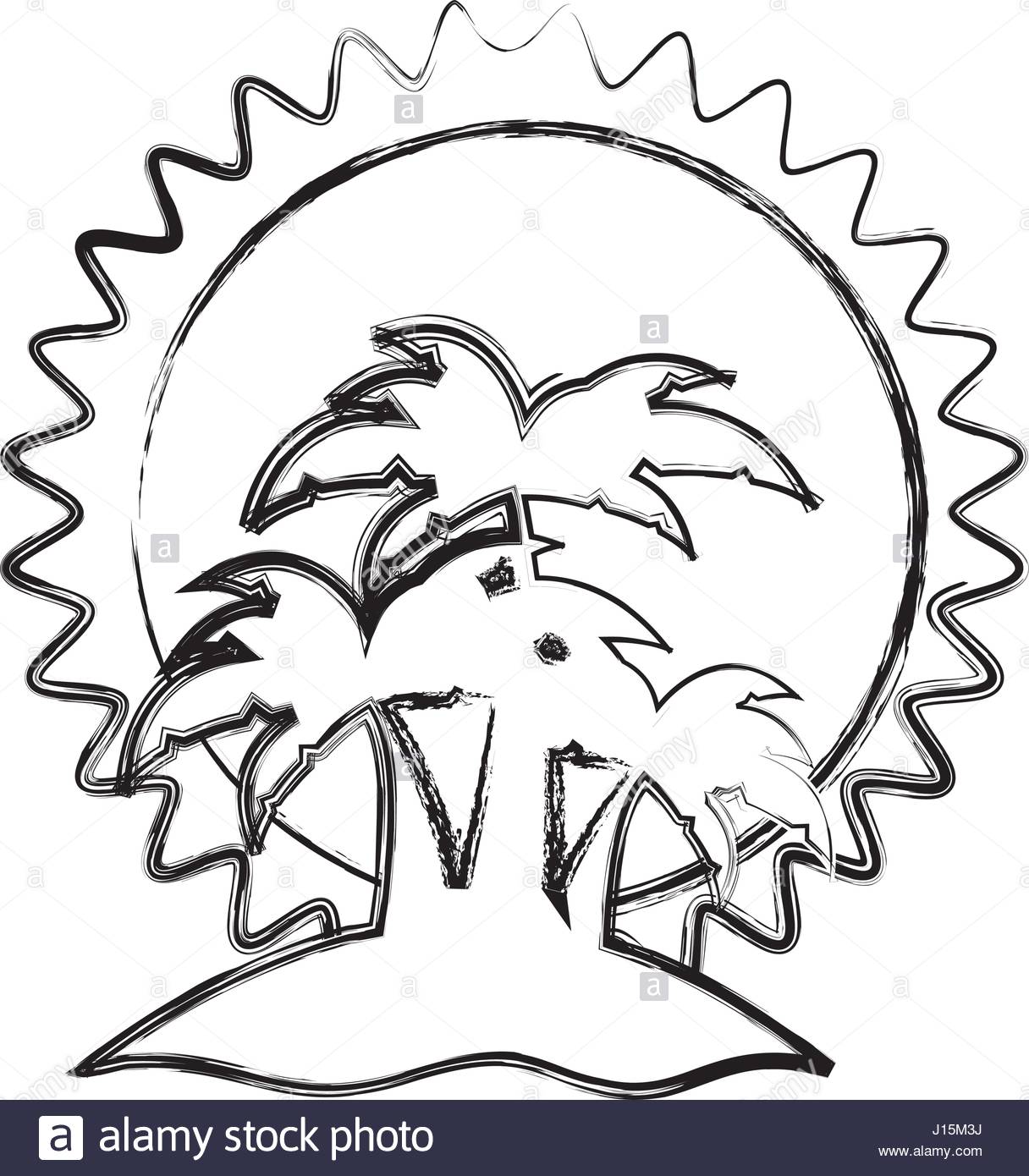 1216x1390 Blurred Silhouette Sunset With Beach And Palms Stock Vector Art