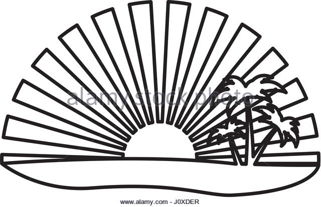 640x414 Beach Sunset Stock Vector Images