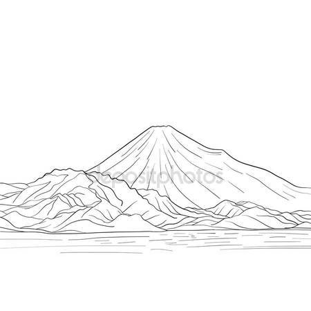 450x450 Mount Fuji Isolated Drawing. Stock Vector Illustration. Stock