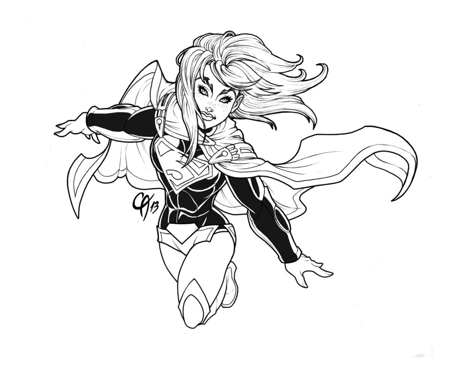 900x720 New 52 Supergirl Linework By Cahnartist