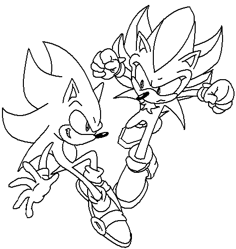 474x500 Super Sonic And Shadow Lineart By Daringashia