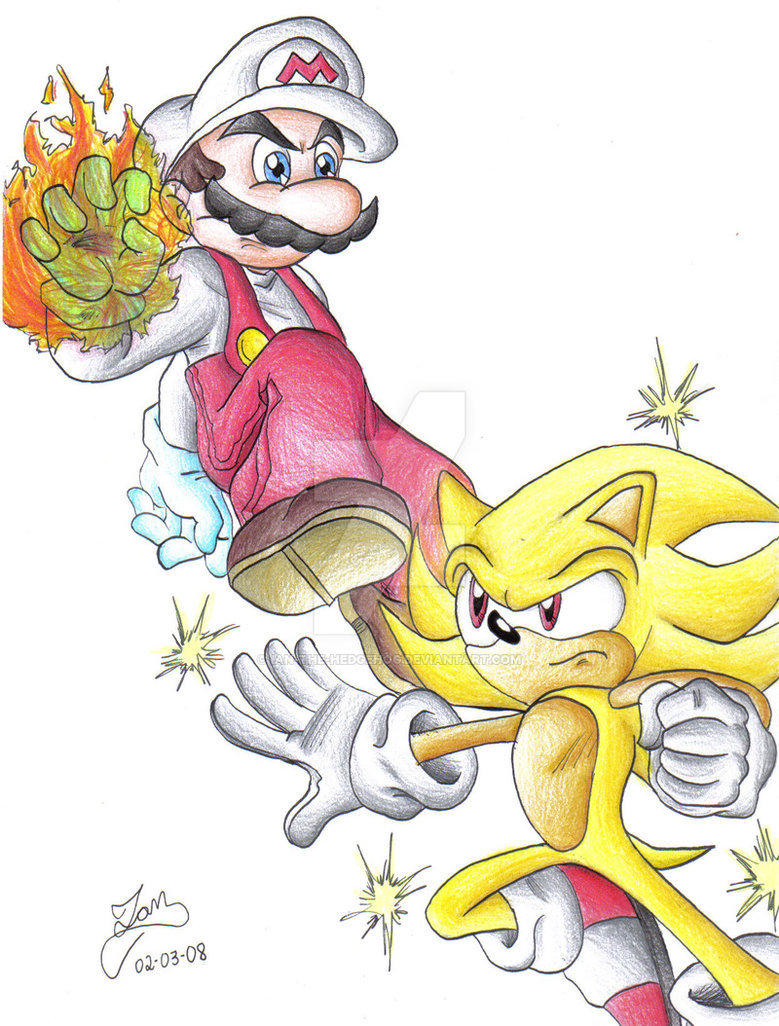 779x1026 Fire Mario Vs Super Sonic By Iandimas