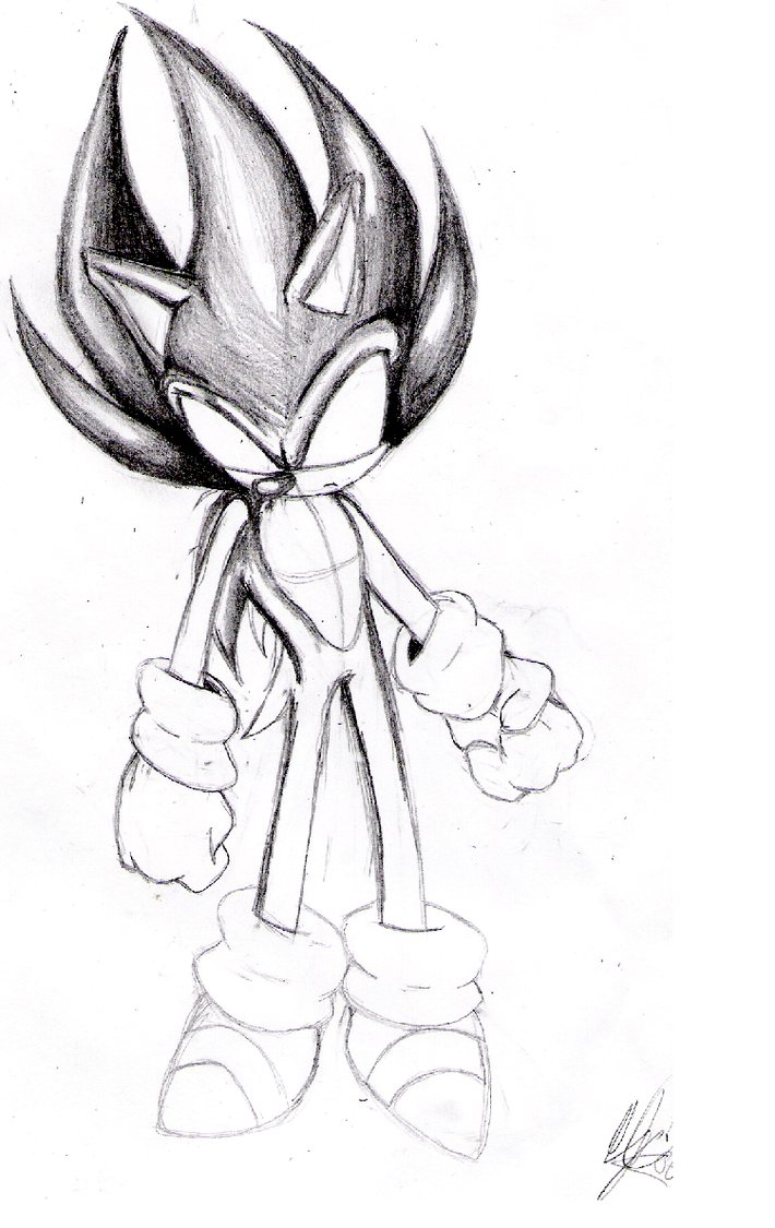 710x1125 Dark Super Sonic Sketch By Cj01