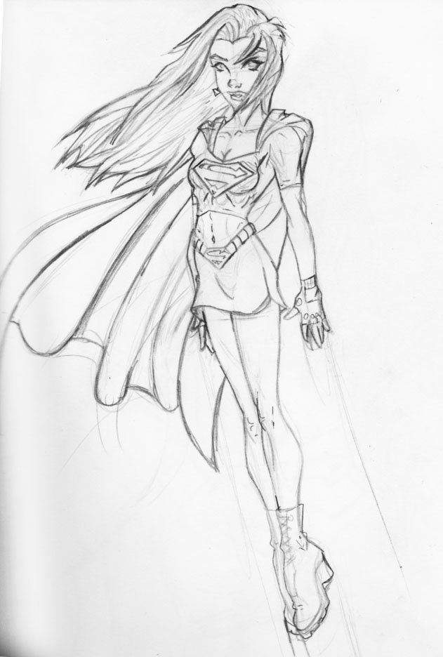 631x936 Supergirl Sketch 2 By Liquidspyder