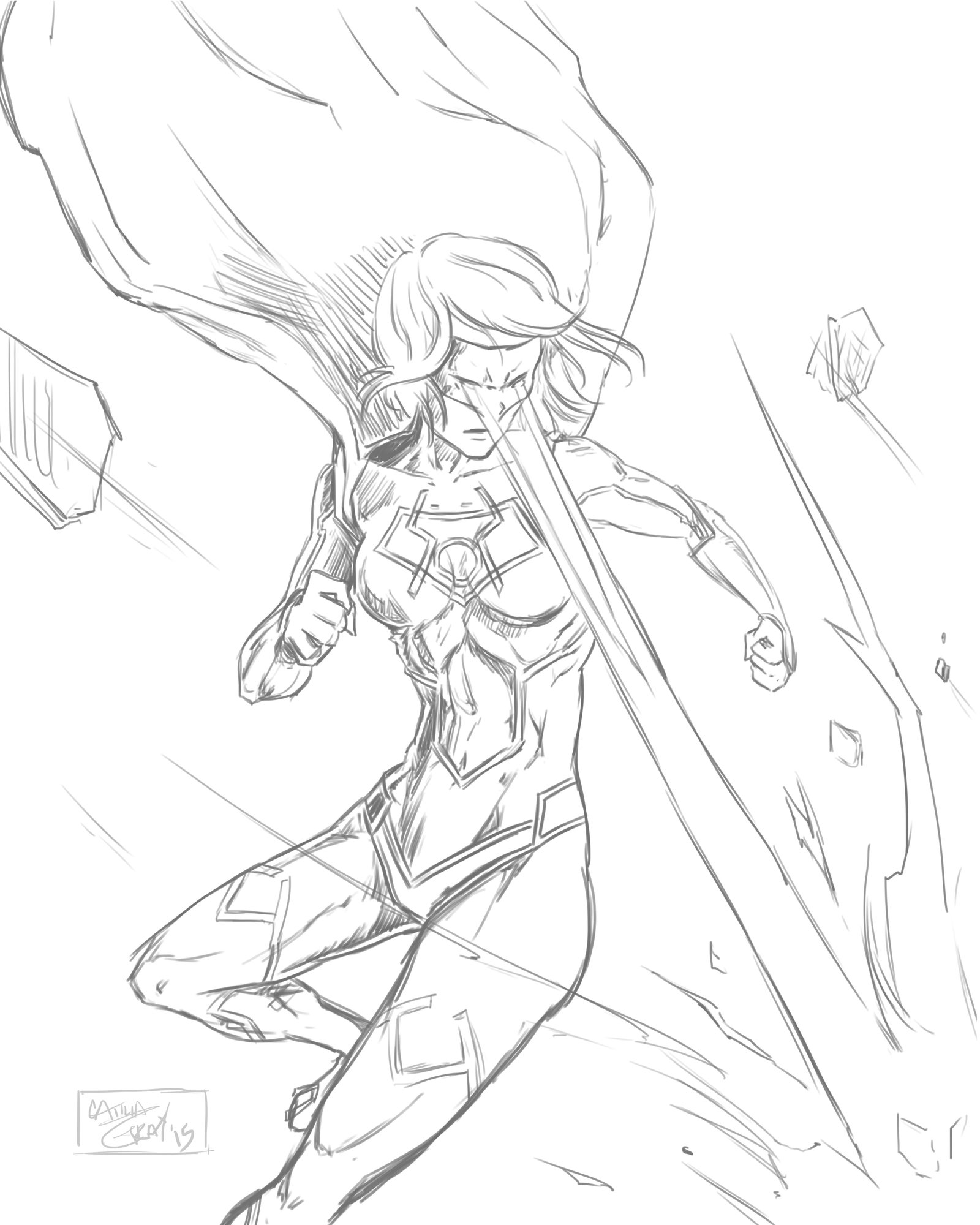 1600x2000 Supergirl Sketch Version By Arynrose