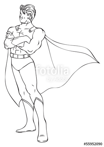 354x500 Outline Illustration Of A Superhero Stock Image And Royalty Free