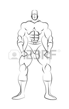 286x450 Male Superhero Line Drawing Template Isoalted On A White