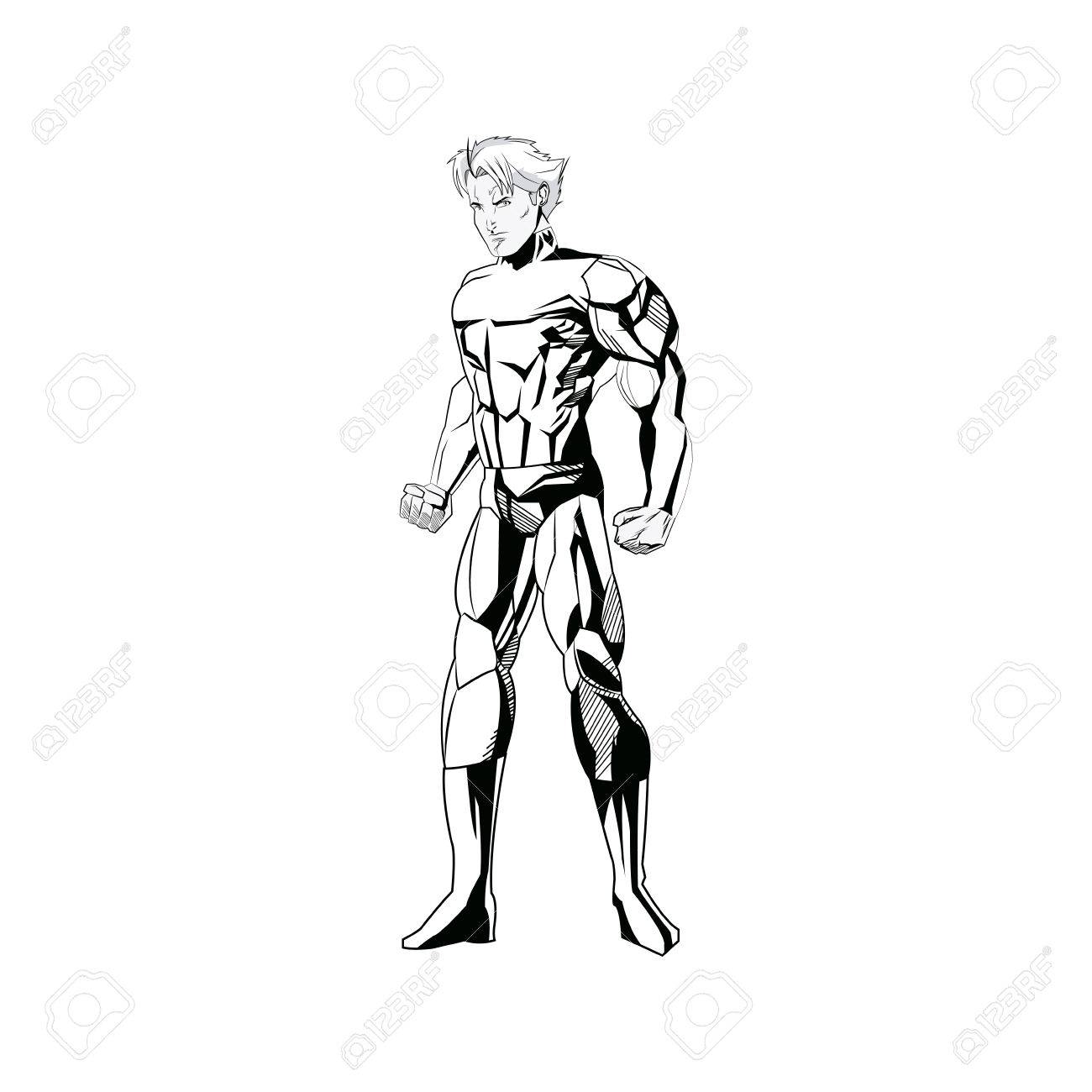 1300x1300 Superhero Figure Standing Proud Image Vector Illustration Royalty