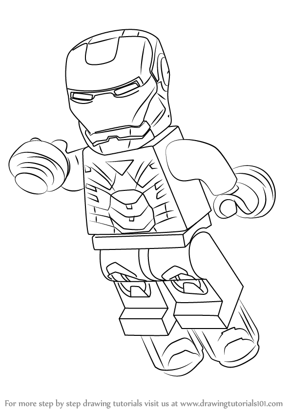 598x844 Learn How To Draw Lego Iron Man (Lego) Step By Step Drawing
