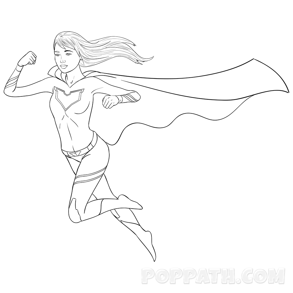 1000x1000 How To Draw A Super Girl Superhero Pop Path