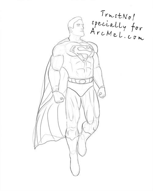 500x625 How To Draw A Superman Step 5 Art Drawing Art