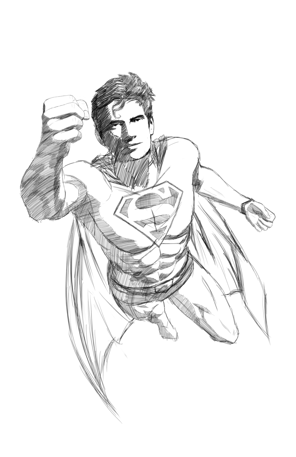 1024x1583 Superman Flying Sketch By Djohnhudd