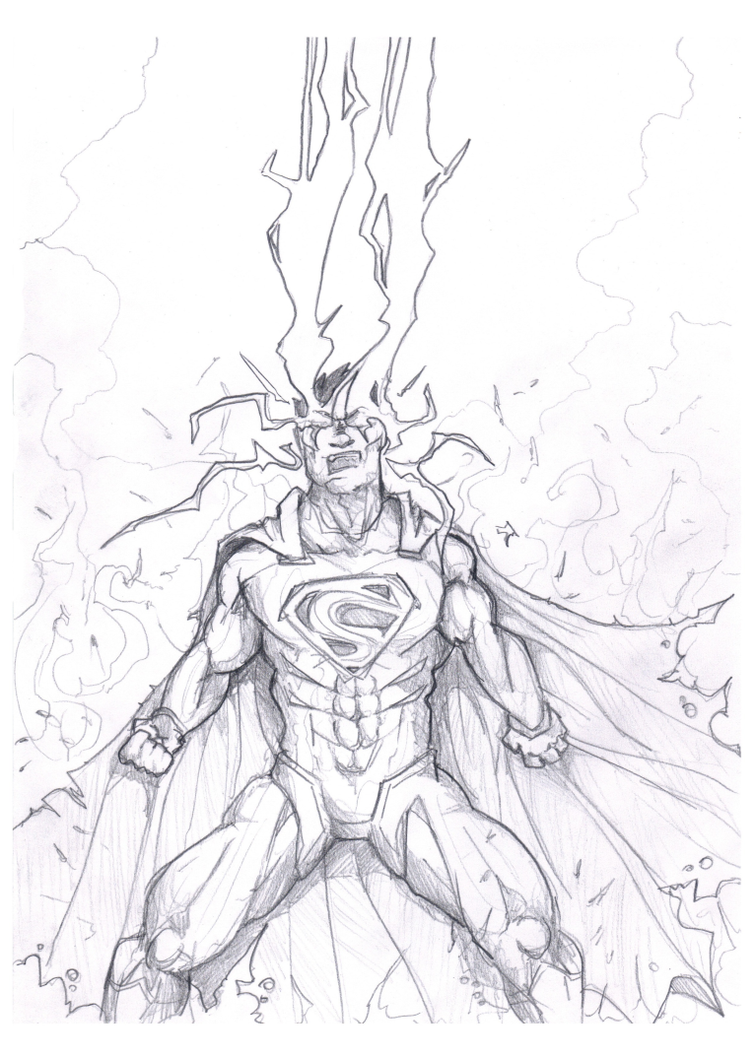 756x1057 Superman Unleashed Drawing By Akthar