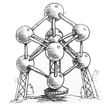 424x425 How To Draw The Atomium Building In Brussels Shoo Rayner Author