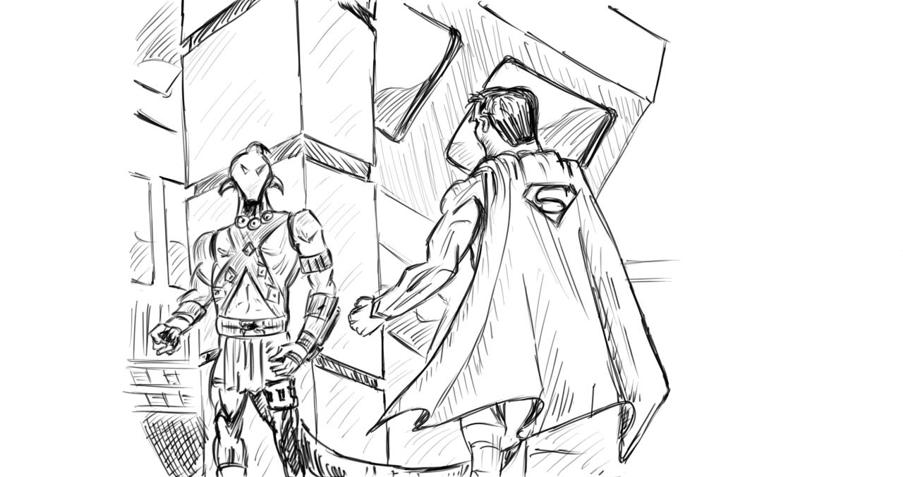 1280x677 Superman Confronts A Foe Sketch Draw Illustrate