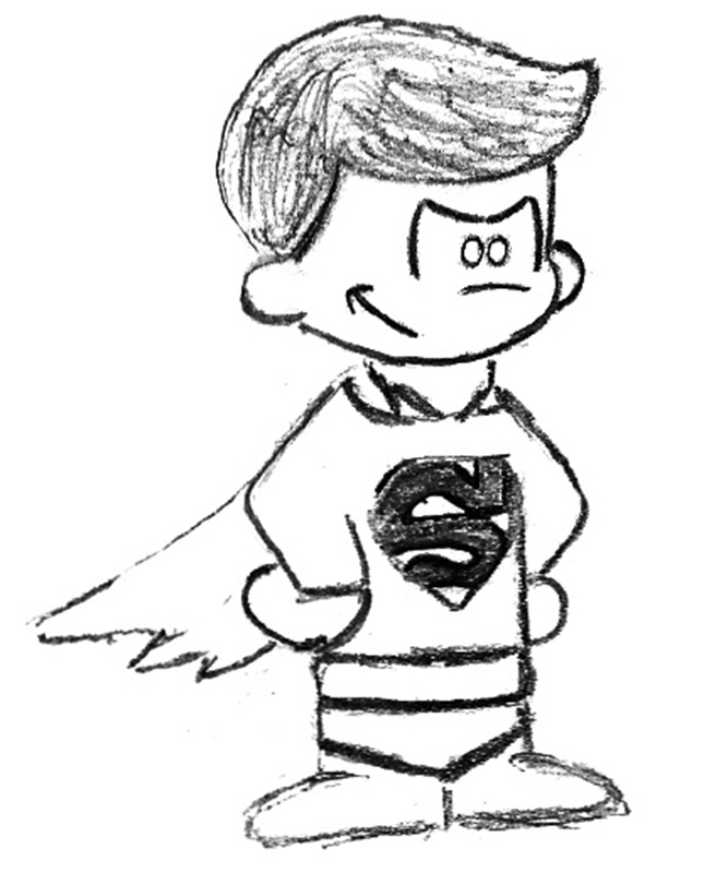 645x800 Kid Superman Drawing