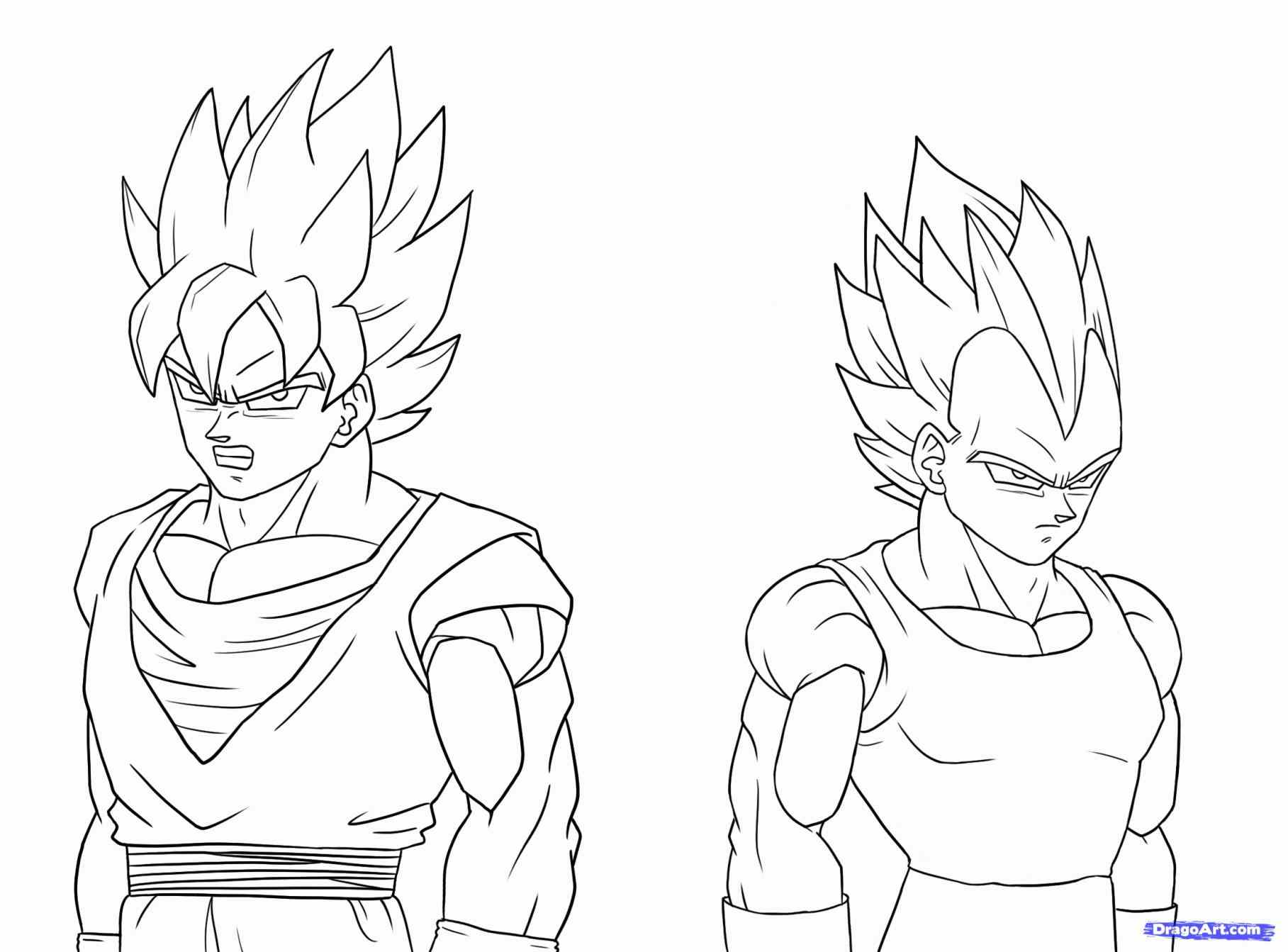 1817x1343 Drawing Goku Super Saiyan From Dragonball Z Tutorial Step 03. How