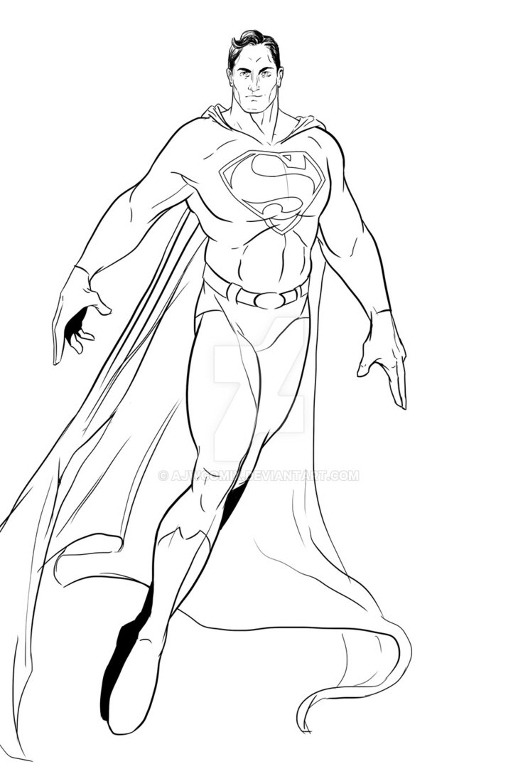 729x1095 Superman Line Art By Ajwcomix