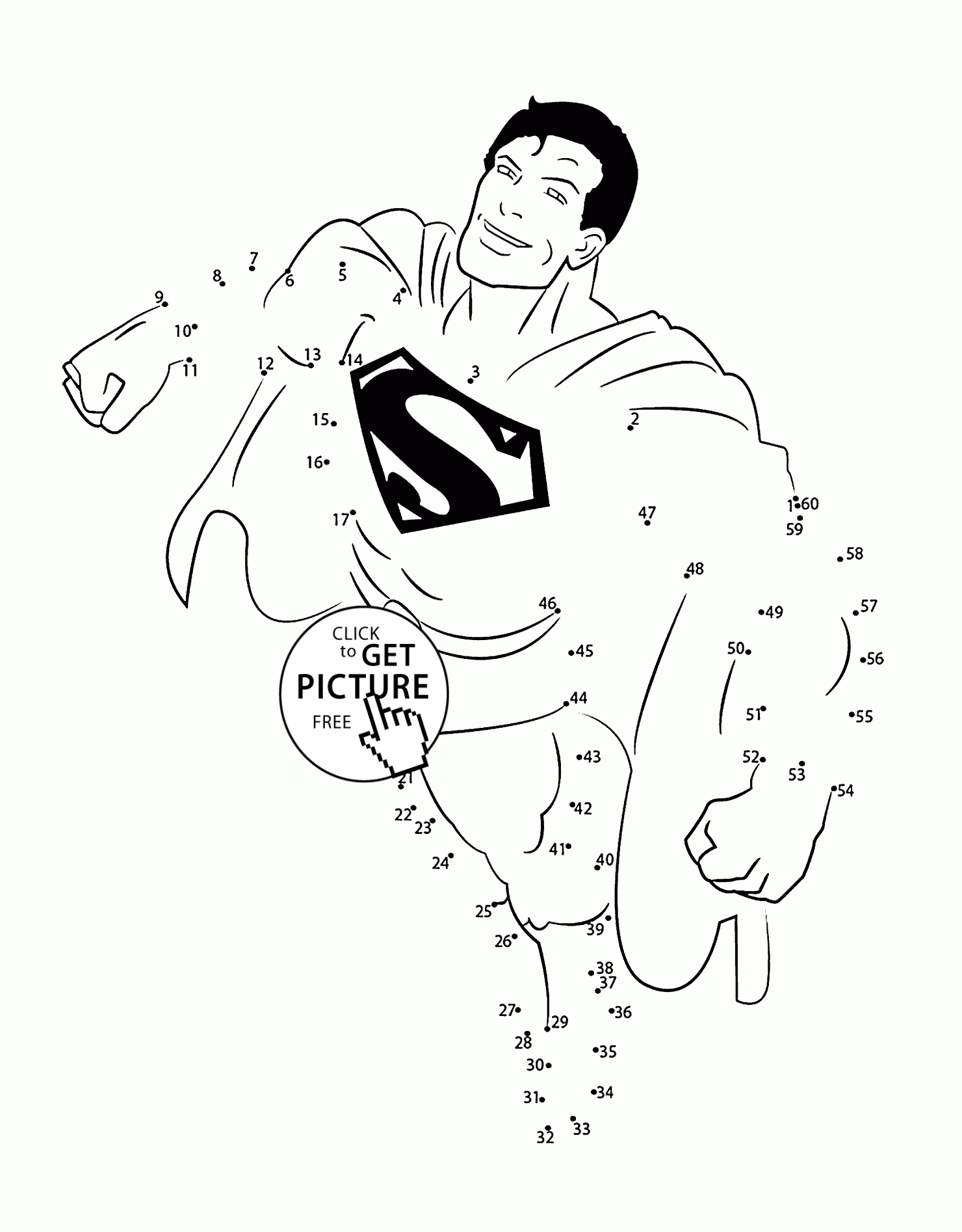 1480x1894 Dot To Dot Superman Coloring Pages For Kids, Connect The Dots