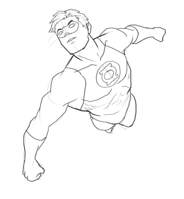 600x648 Drawn Superman Flying