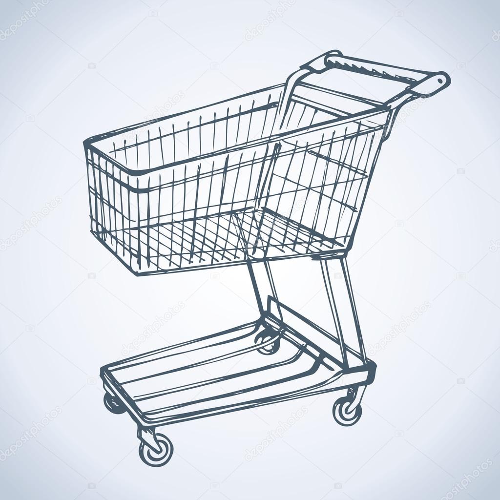 1024x1024 Shopping Supermarket Cart. Vector Sketch Stock Vector Marinka