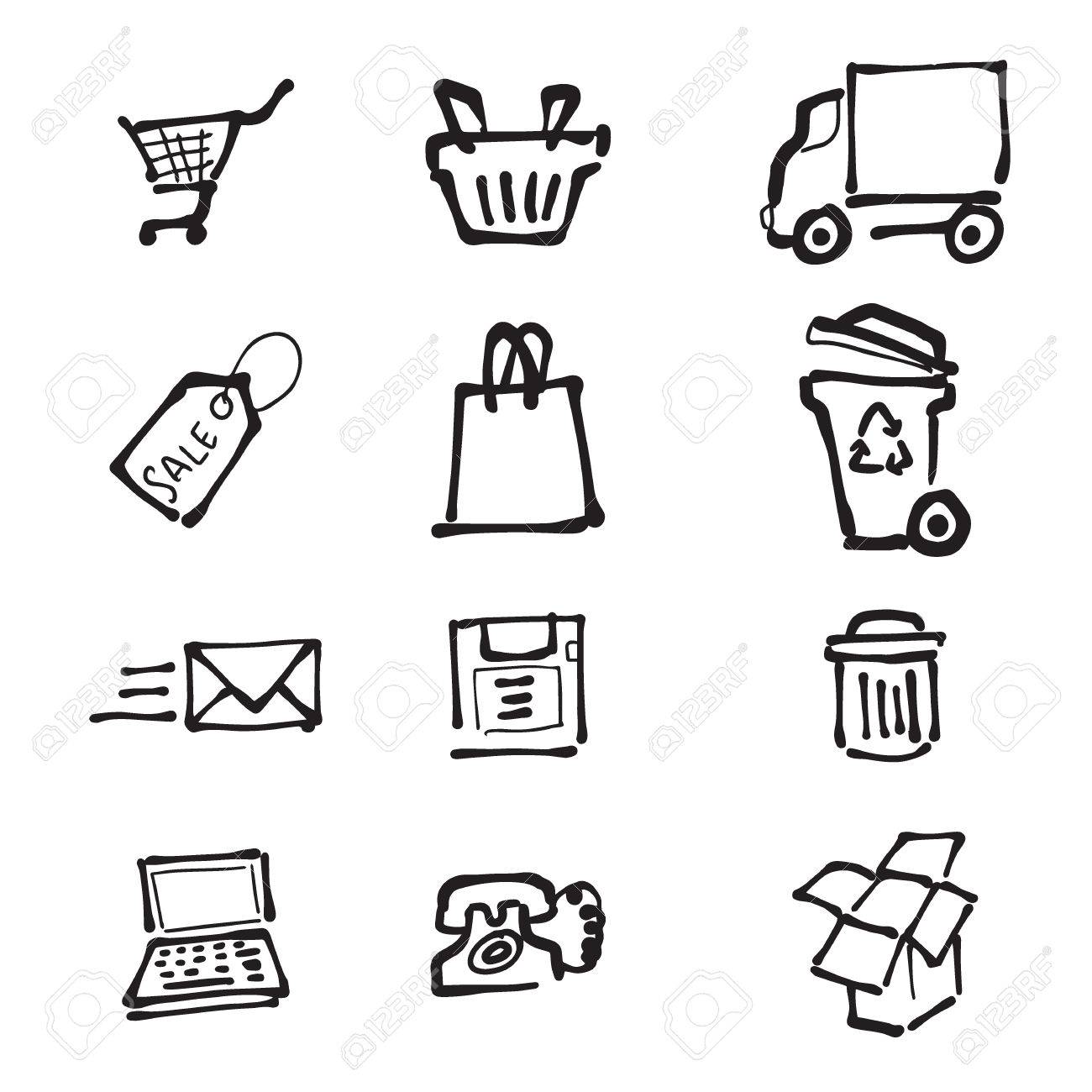 1300x1300 Supermarket Direct Mail And Delivery Cartoon Drawing Icons Royalty